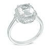 Thumbnail Image 1 of Emerald-Cut Lab-Created White Sapphire Frame Ring in Sterling Silver