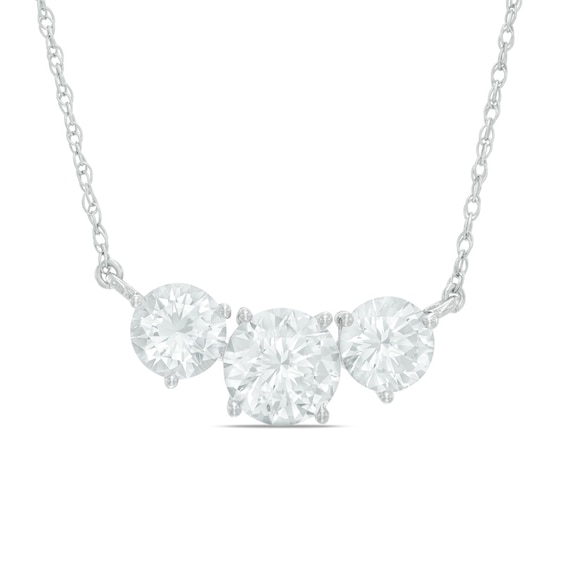 8.0mm Lab-Created White Sapphire Three Stone Necklace in Sterling Silver - 16.75"