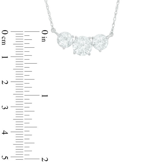 8.0mm Lab-Created White Sapphire Three Stone Necklace in Sterling Silver - 16.75"