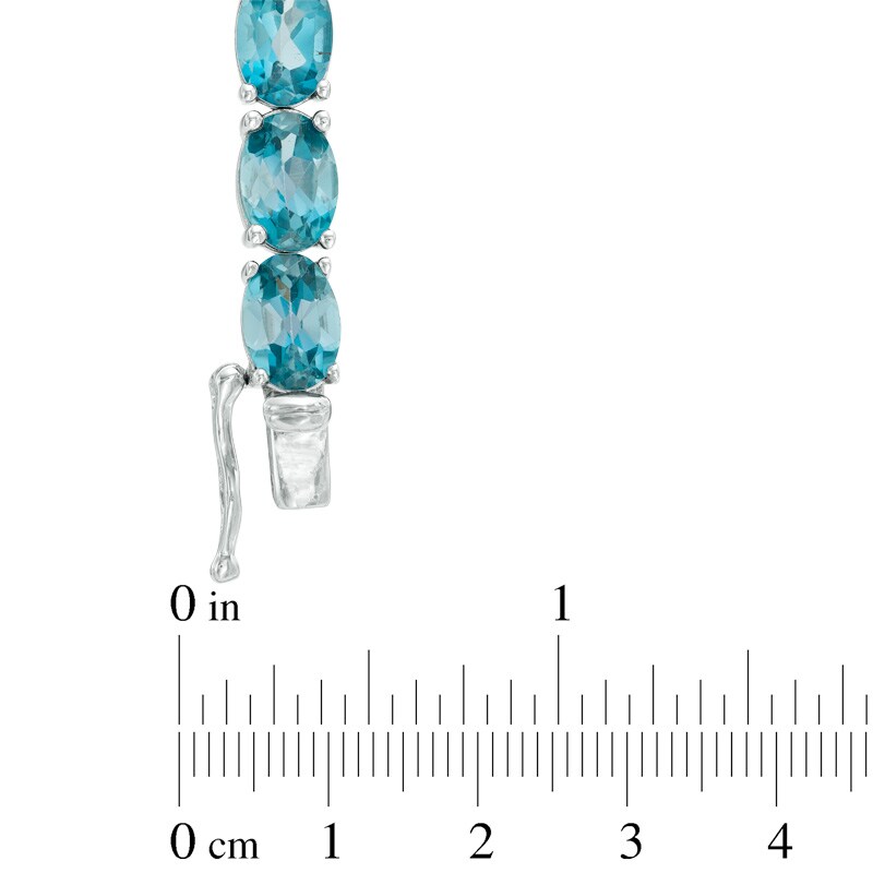 Main Image 2 of Oval Blue Topaz Tennis Bracelet in Sterling Silver