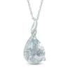 Thumbnail Image 1 of Pear-Shaped Aquamarine and Diamond Accent Pendant in 10K White Gold