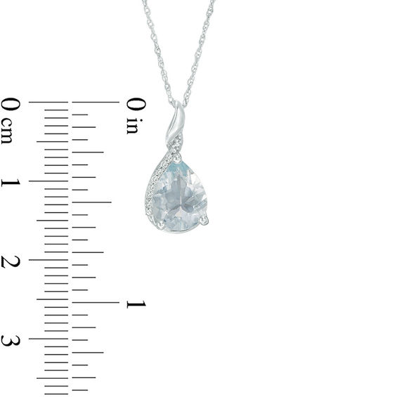 Pear-Shaped Aquamarine and Diamond Accent Pendant in 10K White Gold