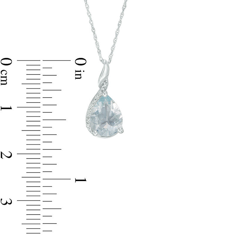 Main Image 2 of Pear-Shaped Aquamarine and Diamond Accent Pendant in 10K White Gold