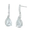 Thumbnail Image 1 of Pear-Shaped Aquamarine and Diamond Accent Drop Earrings in 10K White Gold