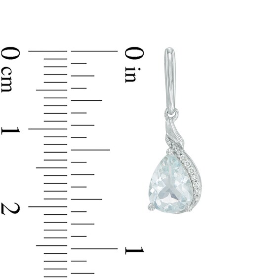 Pear-Shaped Aquamarine and Diamond Accent Drop Earrings in 10K White Gold