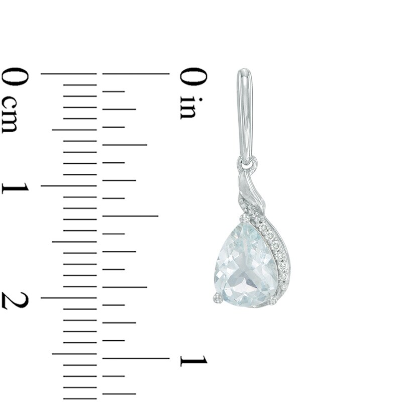 Main Image 2 of Pear-Shaped Aquamarine and Diamond Accent Drop Earrings in 10K White Gold