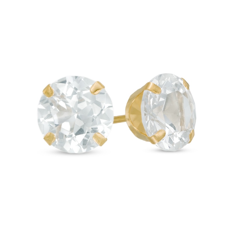 Main Image 1 of 8.0mm Lab-Created White Sapphire Stud Earrings in 14K Gold