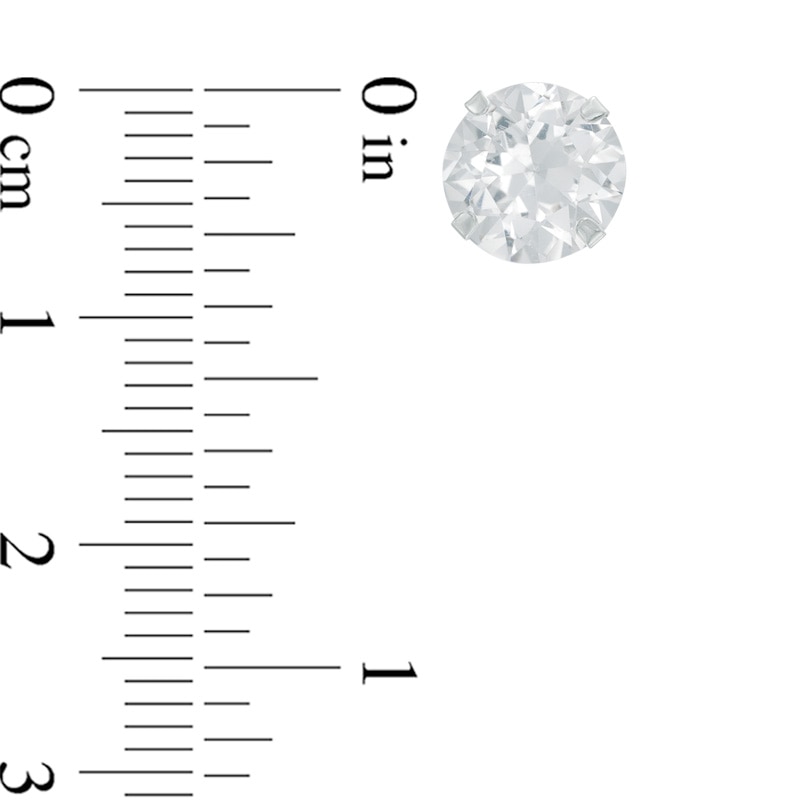 Main Image 2 of 8.0mm Lab-Created White Sapphire Stud Earrings in 14K White Gold