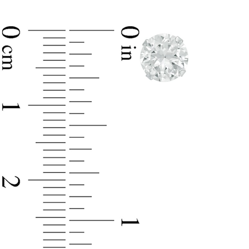 Main Image 2 of 6.5mm Lab-Created White Sapphire Stud Earrings in 14K White Gold