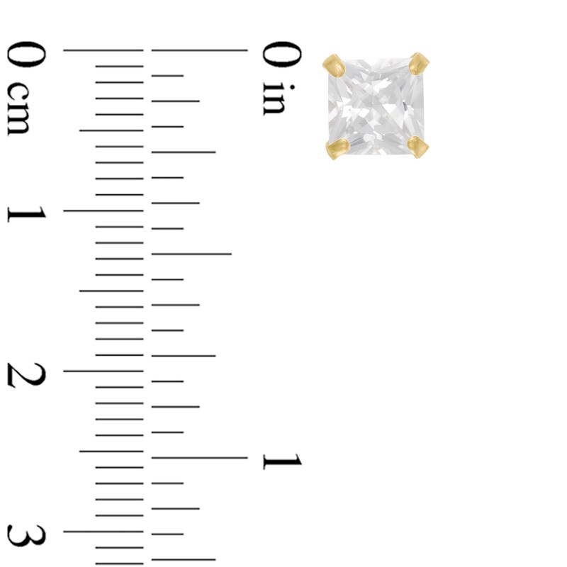 Main Image 2 of 6.0mm Princess-Cut Lab-Created White Sapphire Stud Earrings in 14K Gold