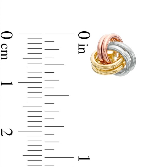 Love Knot Stud Earrings in 14K Tri-Tone Gold