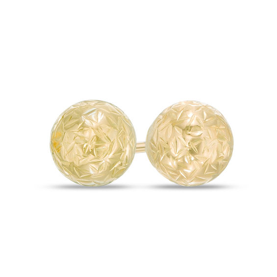 6.0mm Diamond-Cut Button Stud Earrings in 14K Gold
