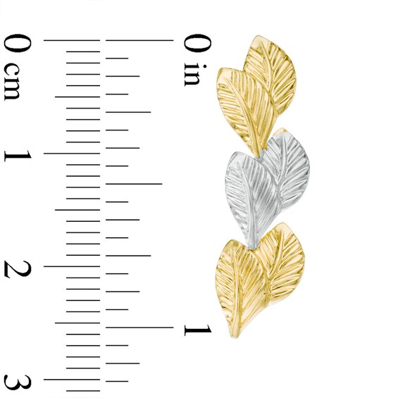 Triple Leaf Crawler Earrings in 14K Two-Tone Gold