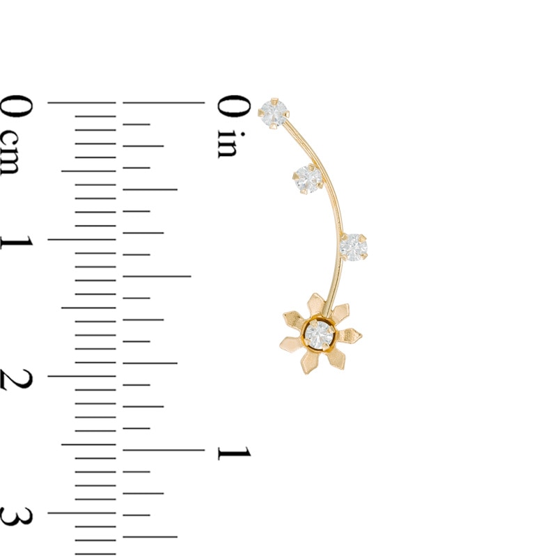 2.0mm Cubic Zirconia Daisy Crawler Earrings in 14K Gold
