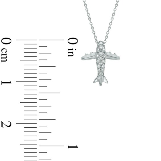 Diamond Accent Airplane Pendant in 10K White Gold