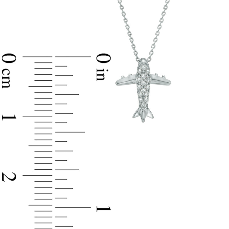 Zales Diamond Accent Airplane Pendant in 10K White Gold