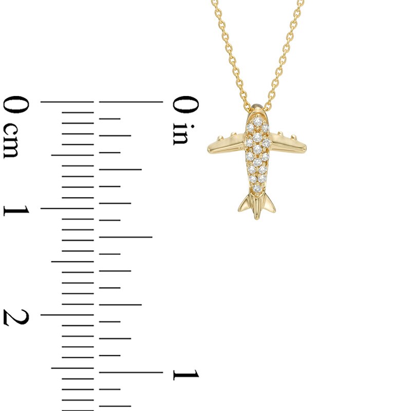 Diamond Accent Airplane Pendant in 10K Gold