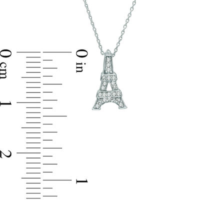 14k Solid White Gold 3-D Eiffel Tower Pendant Necklace