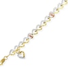 Thumbnail Image 1 of Diamond-Cut "MOM" Heart Link Bracelet in 10K Tri-Tone Gold