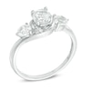 Thumbnail Image 2 of Lab-Created White Sapphire Three Stone Swirl Ring in 10K White Gold