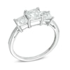 Thumbnail Image 2 of Princess-Cut Lab-Created White Sapphire Three Stone Ring in 10K White Gold