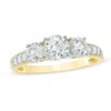Thumbnail Image 1 of 5.2mm Lab-Created White Sapphire Three Stone Ring in 10K Gold