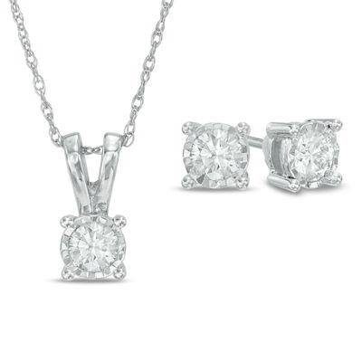 Diamond Drop Shape Necklace With Matching Earrings - South India Jewels