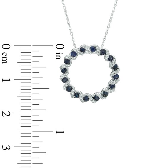 Blue Sapphire and 1/8 CT. T.w. Diamond Circle Twist Pendant in Sterling Silver