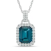 Thumbnail Image 0 of Octagonal London Blue and White Topaz Frame Pendant in Sterling Silver