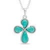 Thumbnail Image 0 of Pear-Shaped Turquoise Cross Pendant in Sterling Silver