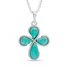 Thumbnail Image 0 of Pear-Shaped Turquoise Cross Pendant in Sterling Silver