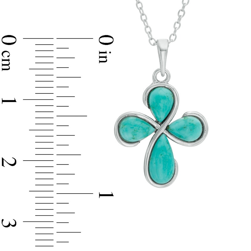 Main Image 2 of Pear-Shaped Turquoise Cross Pendant in Sterling Silver