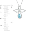 Thumbnail Image 1 of Pear-Shaped Swiss Blue Topaz and Lab-Created White Sapphire Infinity Angel Pendant in Sterling Silver