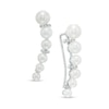 Thumbnail Image 1 of 3.1-5.0mm Freshwater Cultured Pearl and Lab-Created White Sapphire Crawler Earrings in Sterling Silver