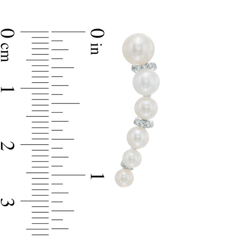 Main Image 2 of 3.1-5.0mm Freshwater Cultured Pearl and Lab-Created White Sapphire Crawler Earrings in Sterling Silver