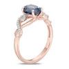 Thumbnail Image 2 of Oval London Blue Topaz and Lab-Created White Sapphire Twist Ring in 10K Rose Gold