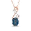 Thumbnail Image 1 of Oval London Blue Topaz and Lab-Created White Sapphire Infinity Loop Pendant in 10K Rose Gold
