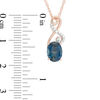 Thumbnail Image 1 of Oval London Blue Topaz and Lab-Created White Sapphire Infinity Loop Pendant in 10K Rose Gold
