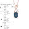 Thumbnail Image 2 of Oval London Blue Topaz and Lab-Created White Sapphire Infinity Loop Pendant in 10K Rose Gold