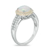 Thumbnail Image 2 of 8.0mm Lab-Created Opal and White Sapphire Frame Split Shank Ring in Sterling Silver and 14K Gold Plate