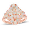 Thumbnail Image 1 of Lab-Created Opal and White Sapphire Flower Ring in Sterling Silver and 14K Rose Gold Plate