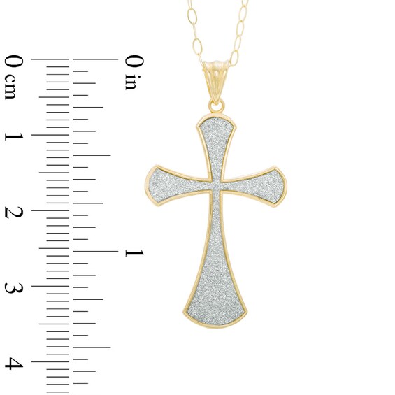 Ornate Glitter Cross Pendant in 10K Gold