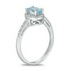 Thumbnail Image 2 of Oval Aquamarine and Lab-Created White Sapphire Frame Ring in 10K White Gold