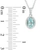 Thumbnail Image 2 of Oval Aquamarine and Lab-Created White Sapphire Frame Pendant in 10K White Gold