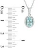 Thumbnail Image 1 of Oval Aquamarine and Lab-Created White Sapphire Frame Pendant in 10K White Gold