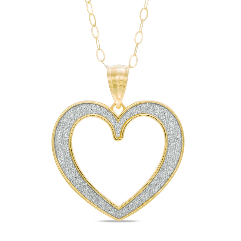 Main Image 1 of Heart Glitter Pendant in 10K Gold