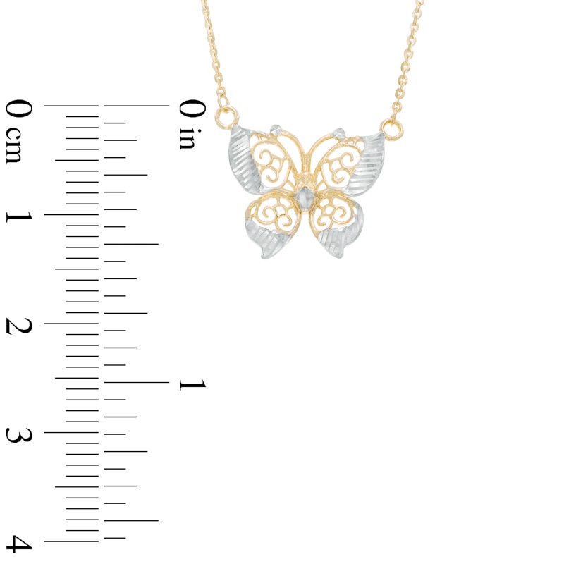 Filigree Butterfly Necklace in 10K Two-Tone Gold