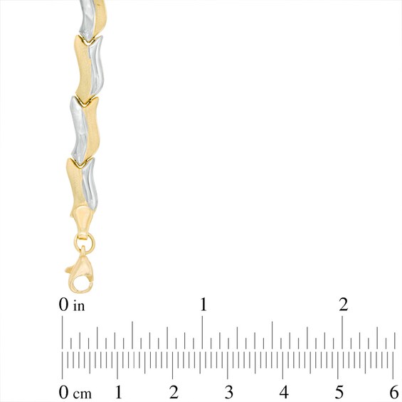 Satin Link Stampato Bracelet in 10K Two-Tone Gold - 7.5"