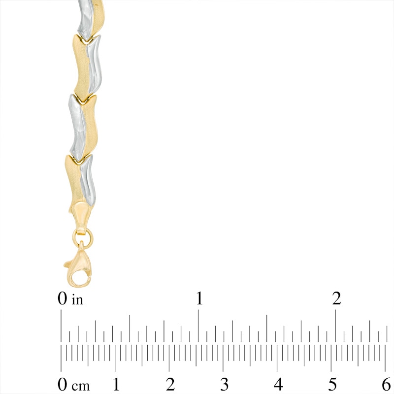 Main Image 2 of Satin Link Stampato Bracelet in 10K Two-Tone Gold - 7.5"