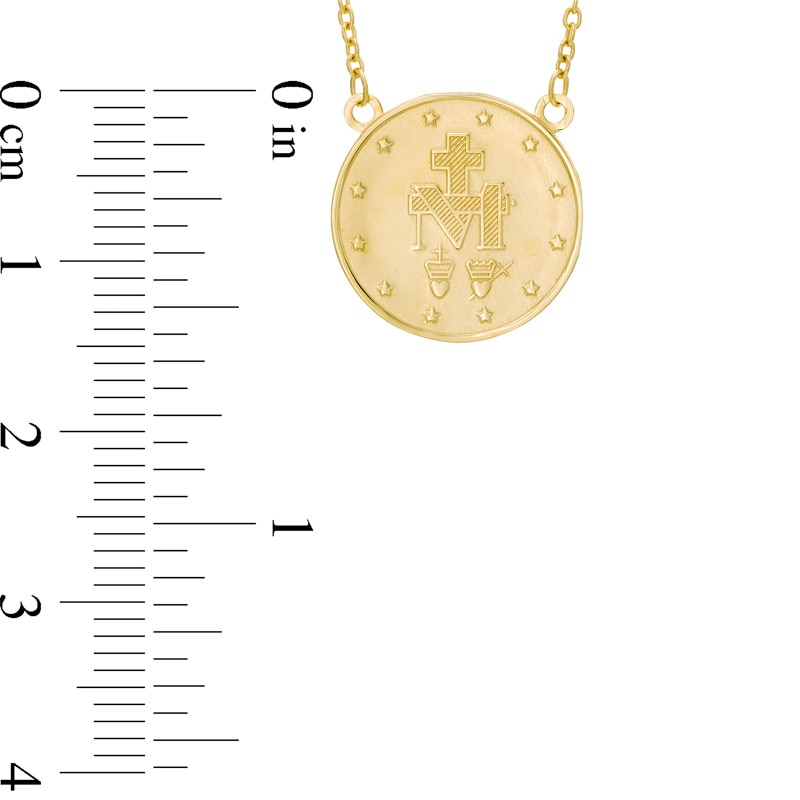 Mother Mary Medallion Necklace in 10K Gold - 17"